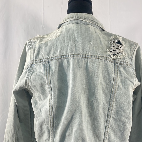Distressed Light washed blue Denim jacket,Large - Picture 3 of 9